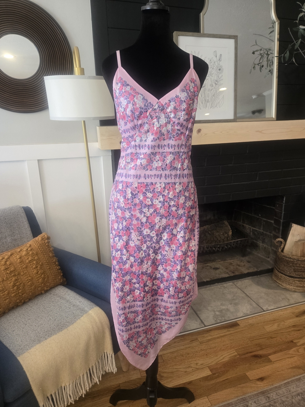 Laundry By Shelli Segal Pink Floral Midi Slip Dress